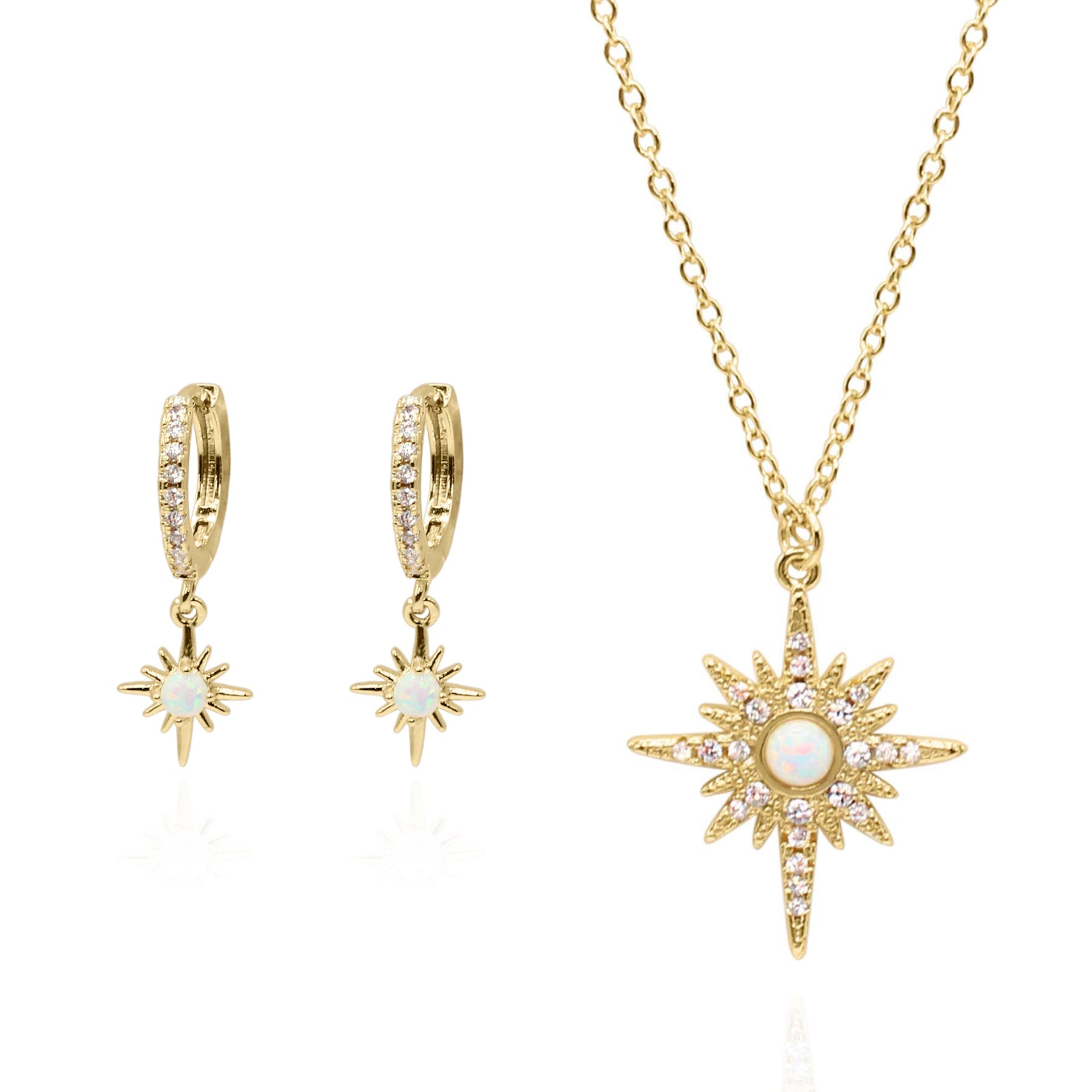 North Star Gift Set - Earrings & Necklace - Gold Plated