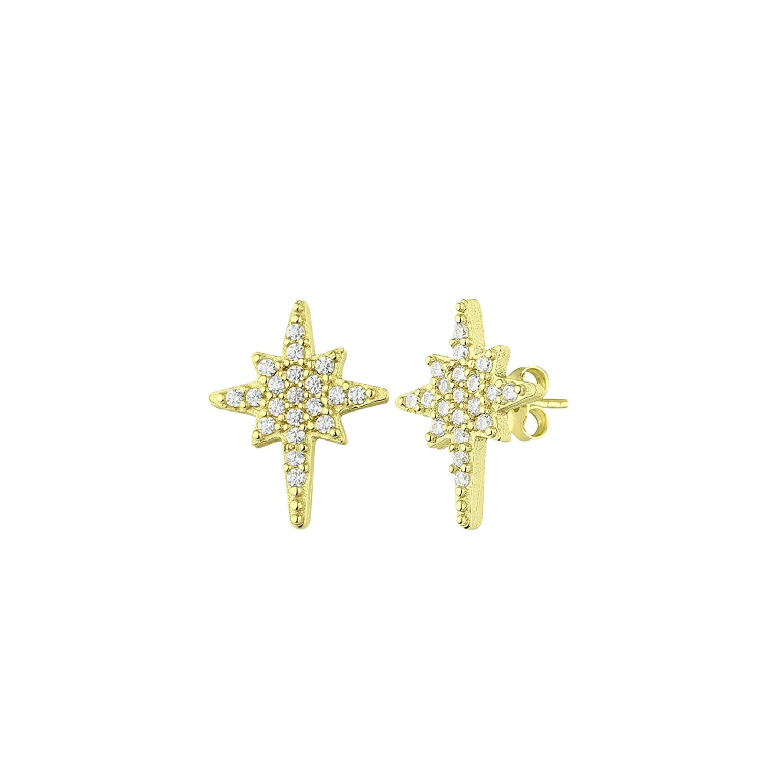 Northern Star Starburst Sterling Silver Stud Earring - Gold