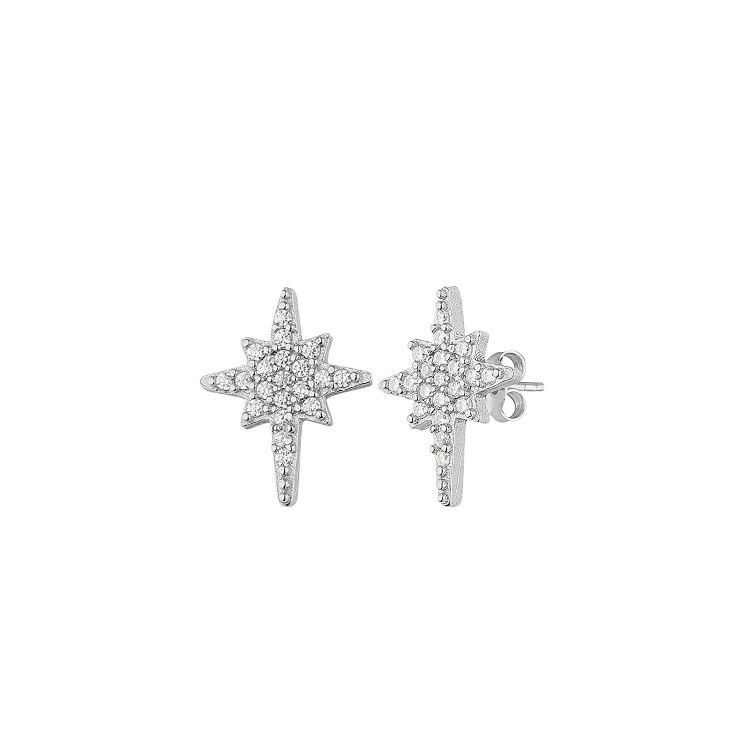 Northern Star Starburst Sterling Silver Stud Earring - Silver