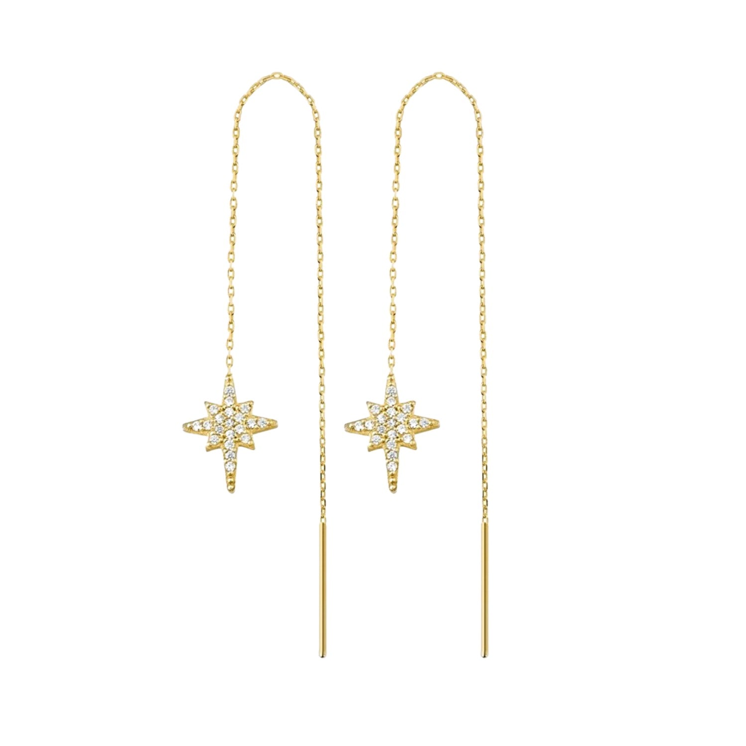 Northernstar Starbust Sterling Silver Chain Drop Earring Gold