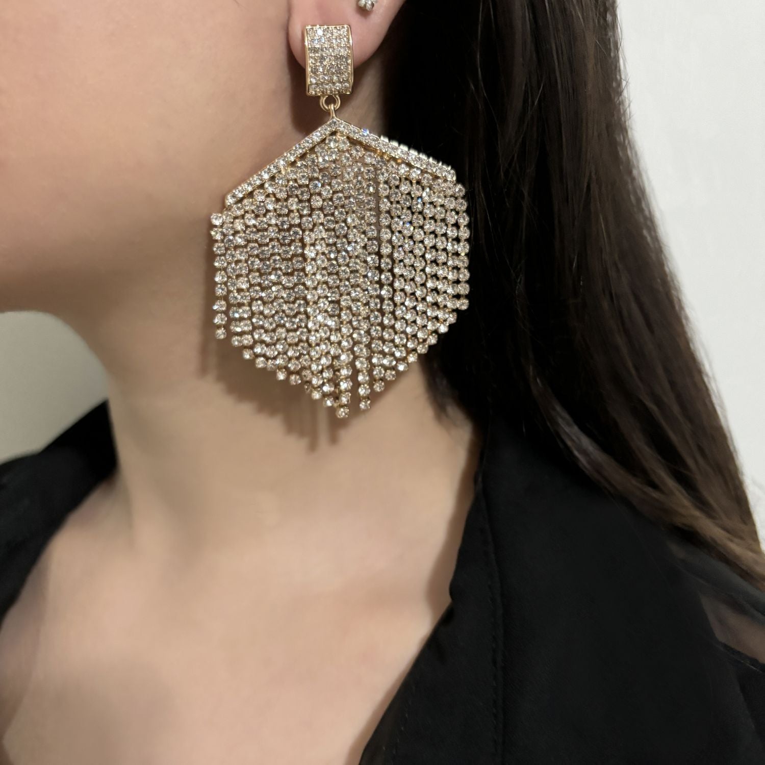 Nostalgia Frill Crystal Embellished Earrings