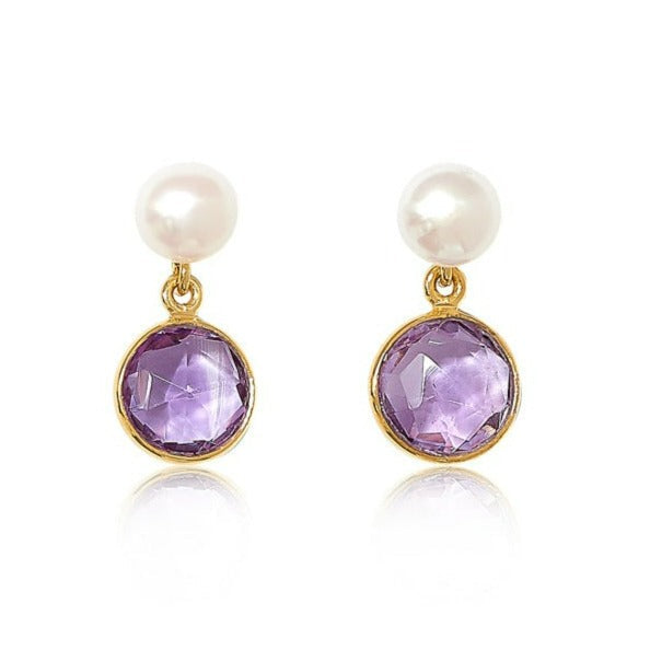 Nova Amethyst & Cultured Freshwater Pearl Drop Earrings