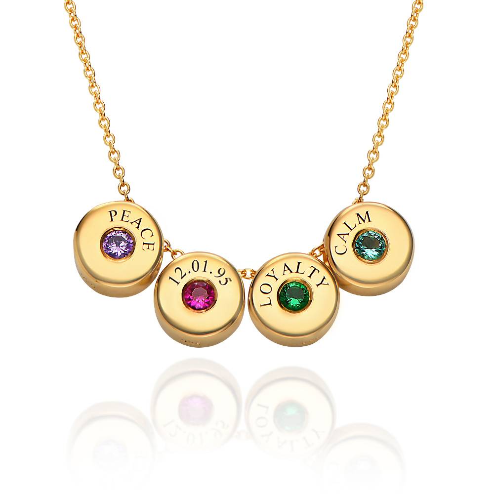 Nova Birthstone Necklace with Engraved Names in Gold Plating