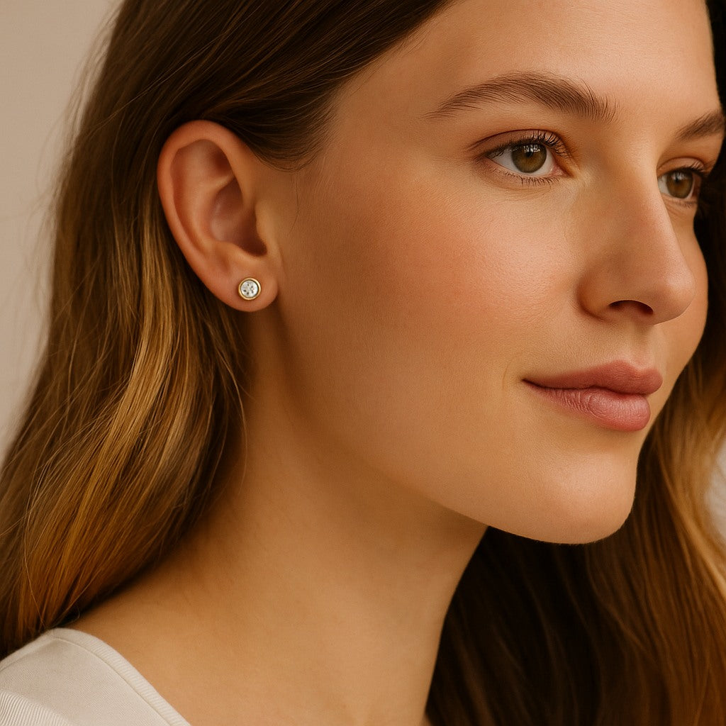 Nova Brilliant Cut Diamond Stud Earrings In 14K Gold