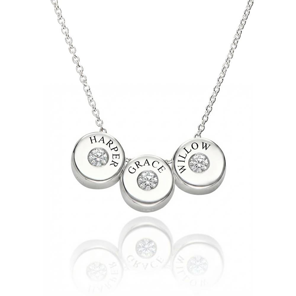 Nova Diamond Necklace with Engraved Names in Silver
