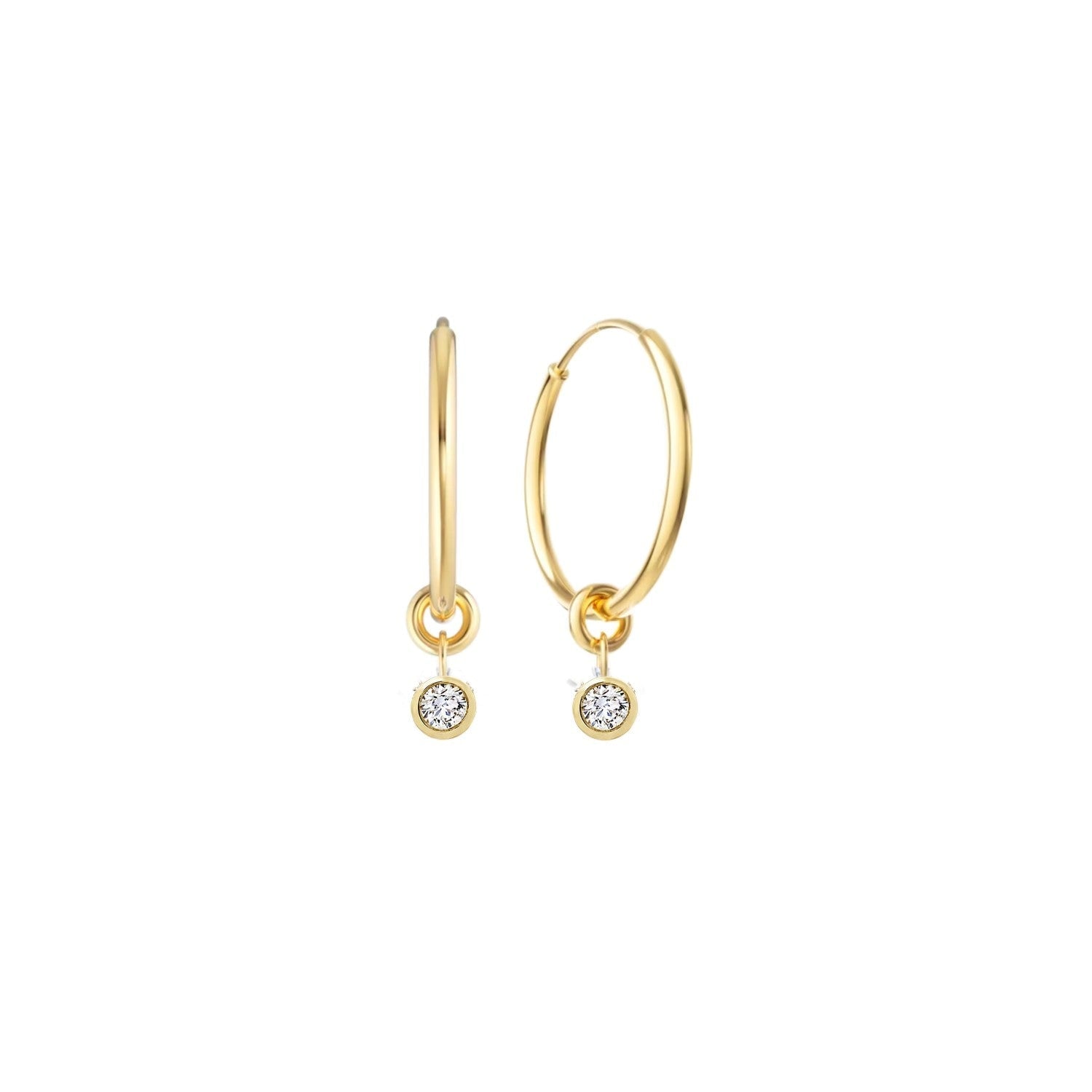 Nova Orbit Brilliant Cut Bezel Set Hoop Earrings