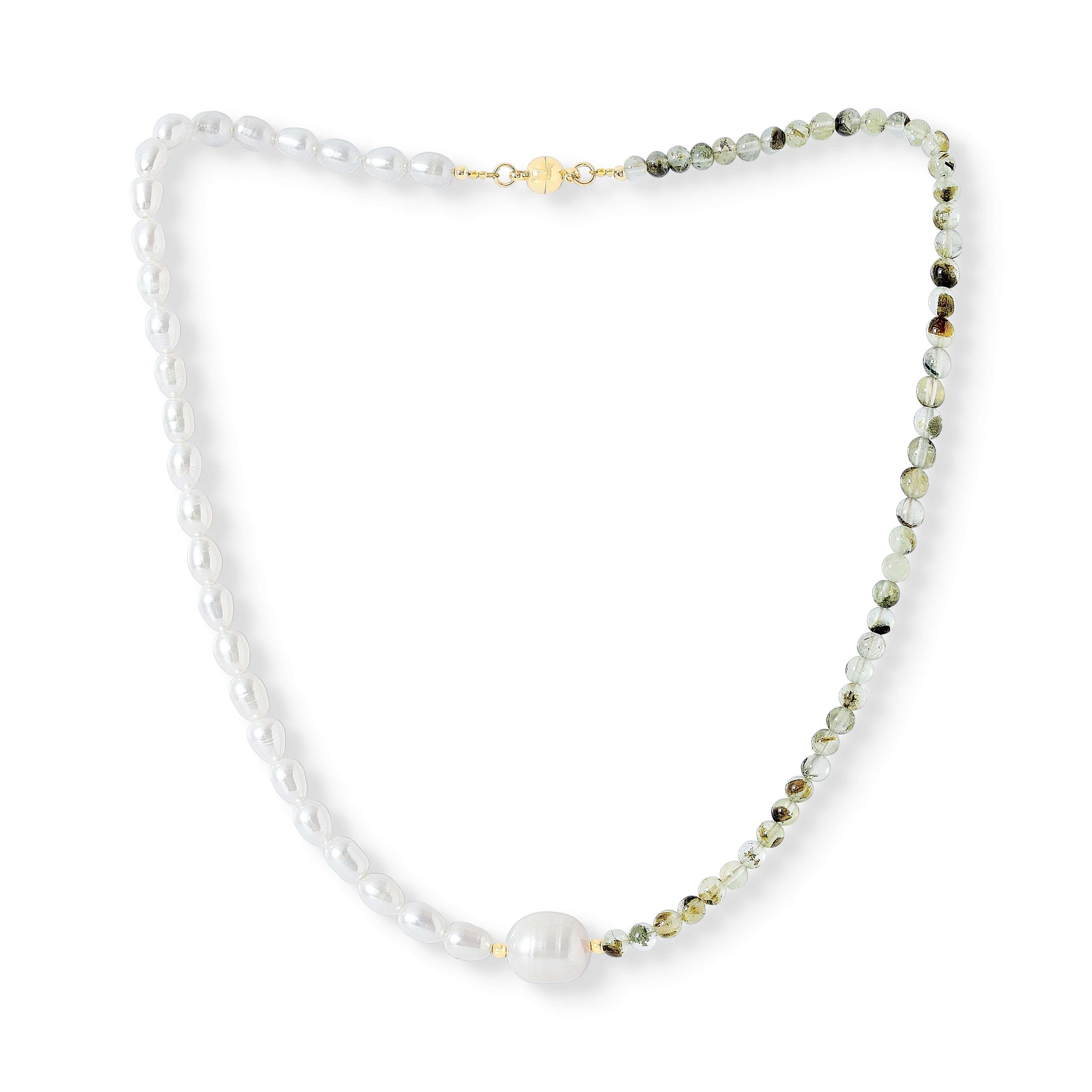 Nova Single Strand Prenite & Cultured Freshwater Pearl Necklace