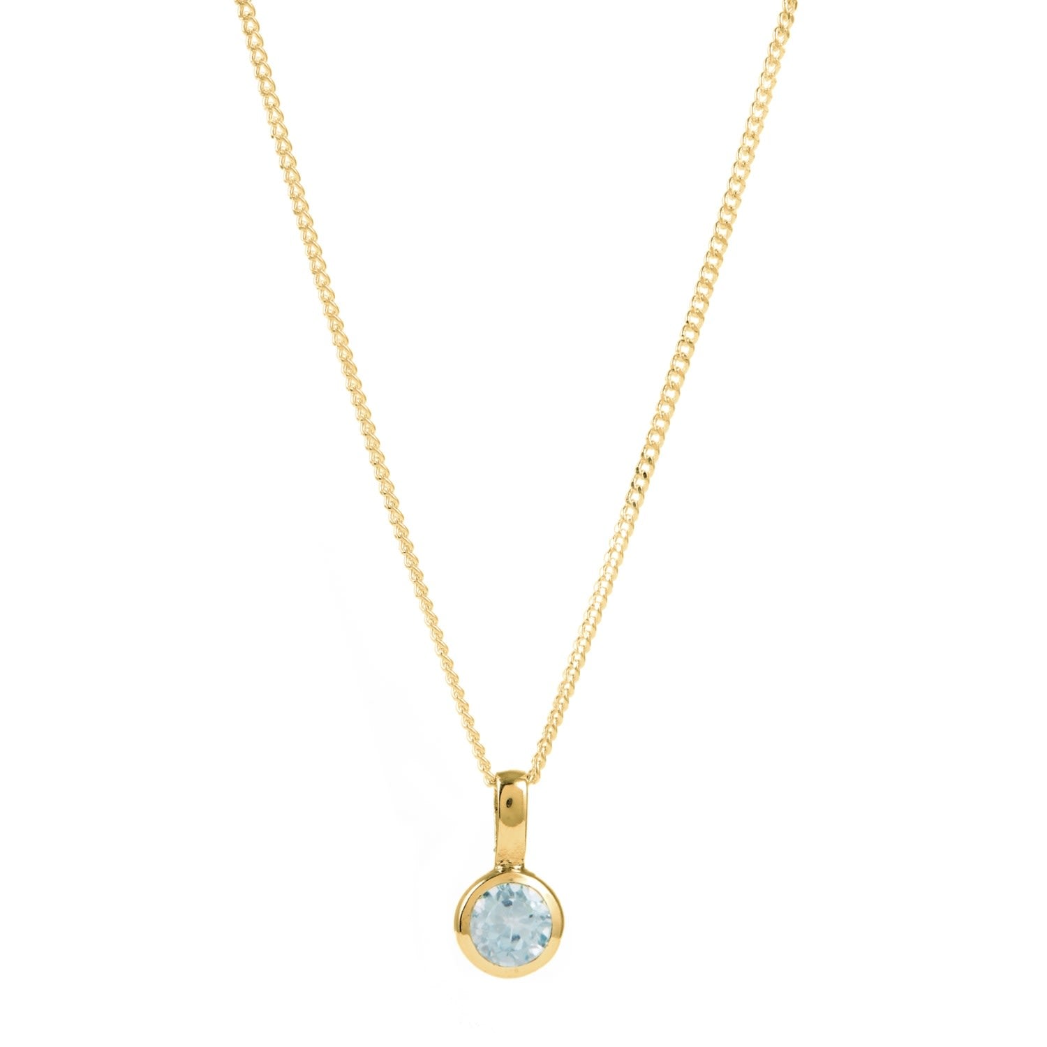 November Birthstone Charm Gold Vermeil Necklace - Blue Topaz