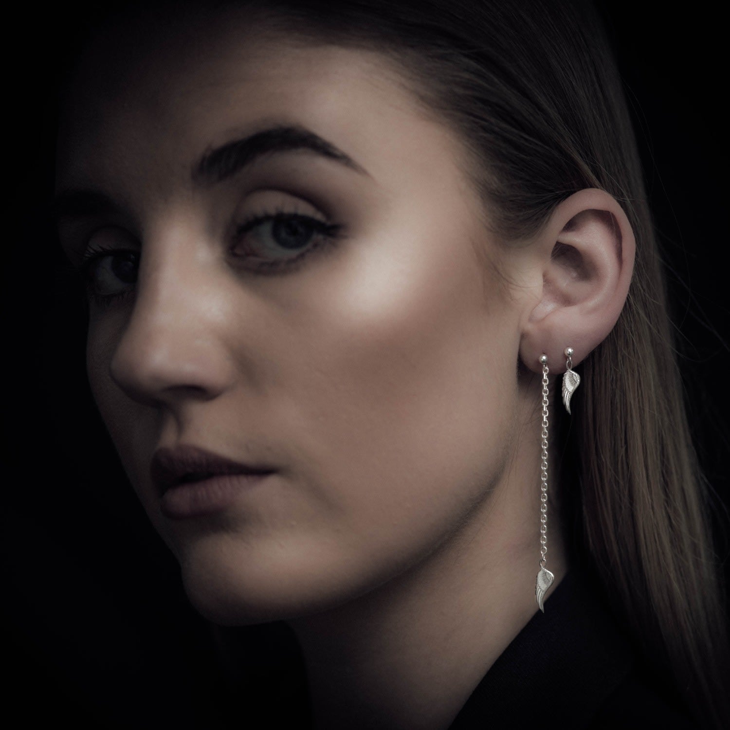 Gold Wing Single Short Drop Earring