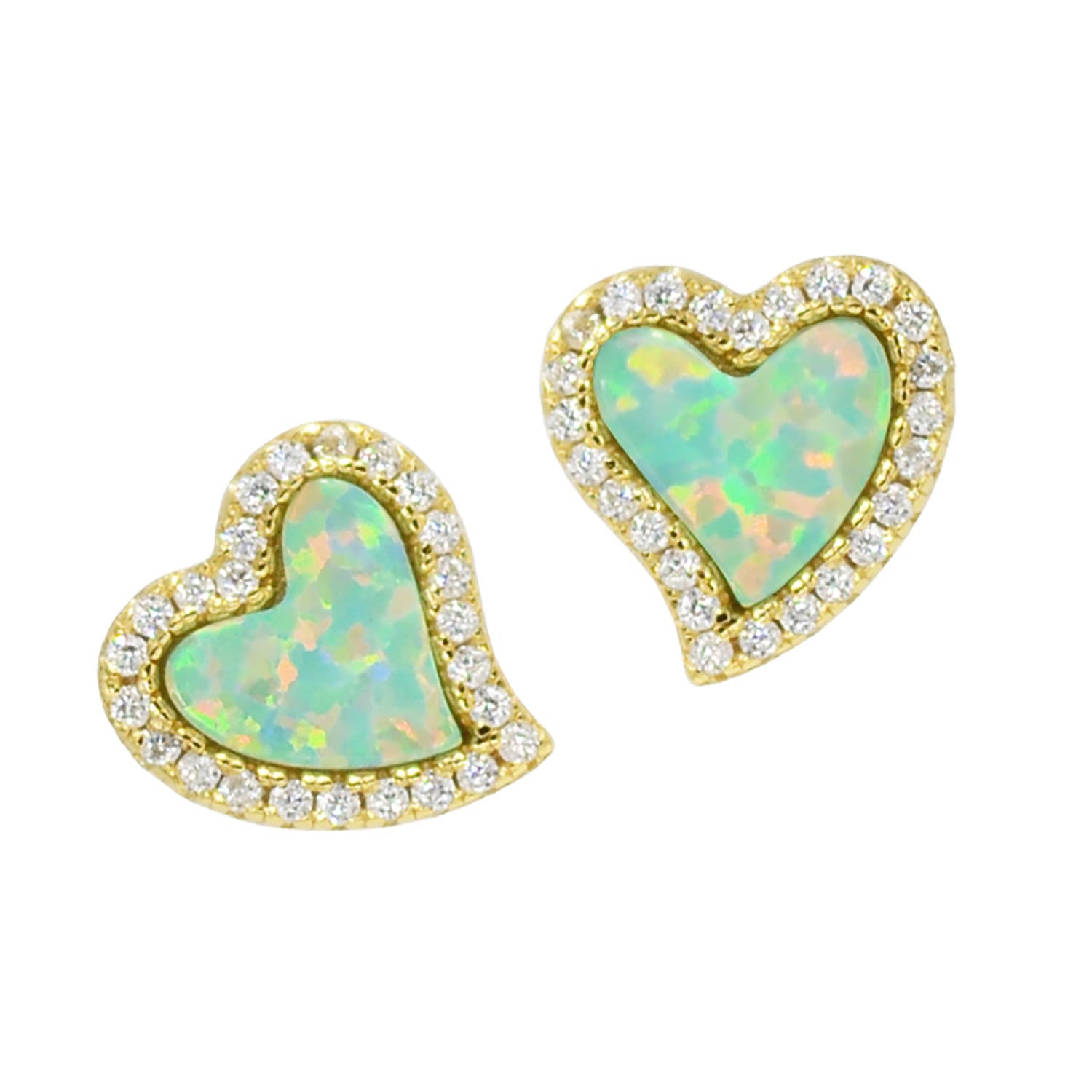 Amore Heart Stud Earrings - Green