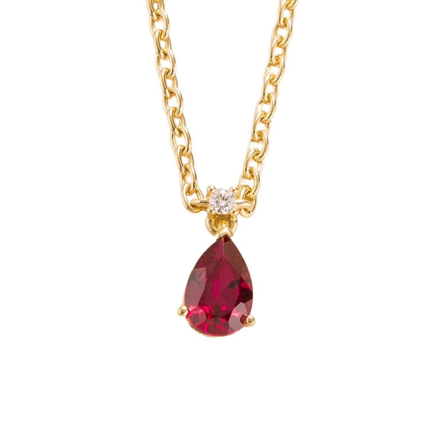 Ori Small Gold Pendant Necklace In Ruby & Diamond