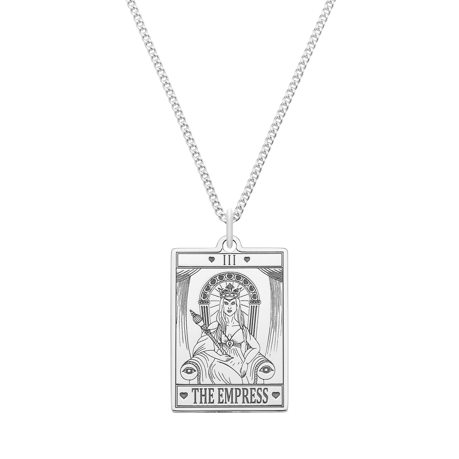 Small Sterling Silver “The Empress” Tarot Card Necklace