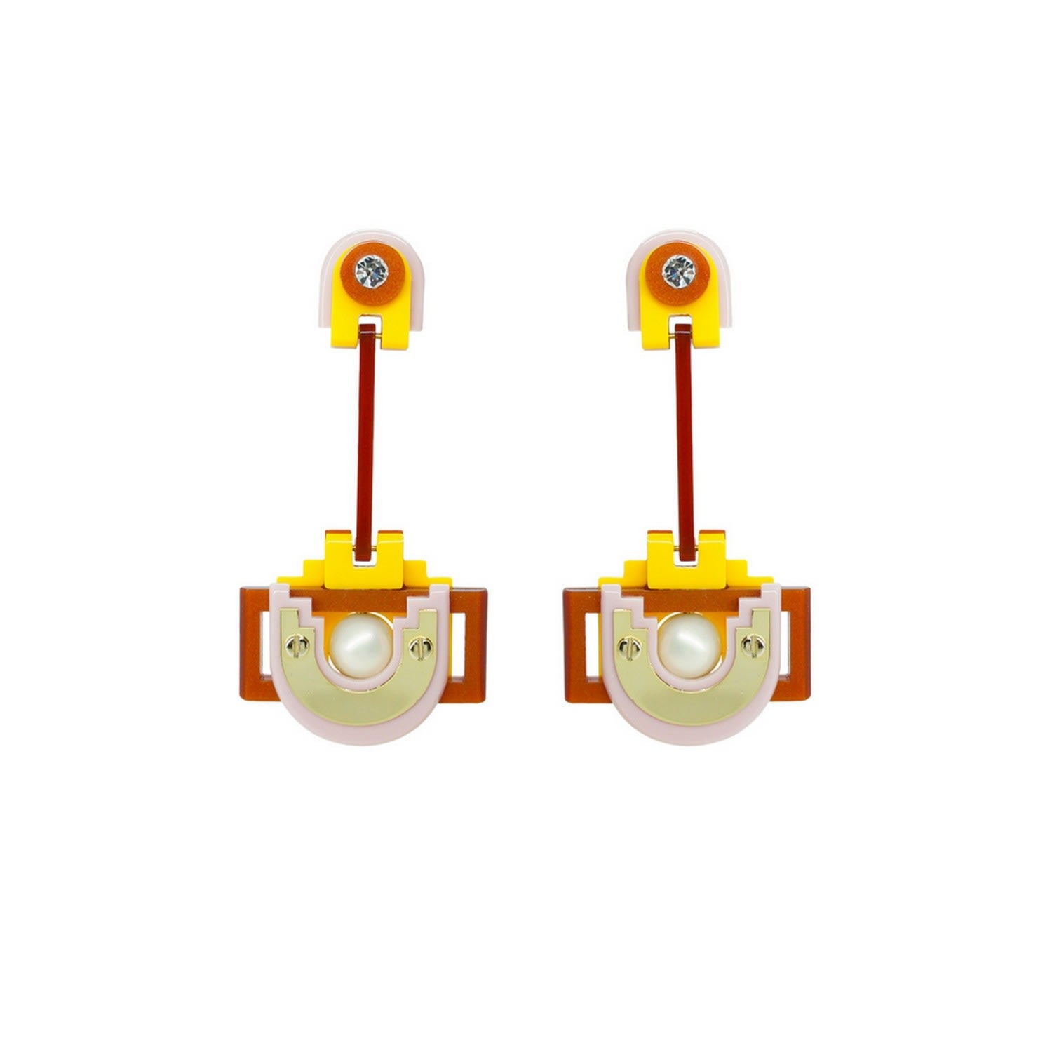 Handmade Acrylic Earring Long Maya / Candy Pink