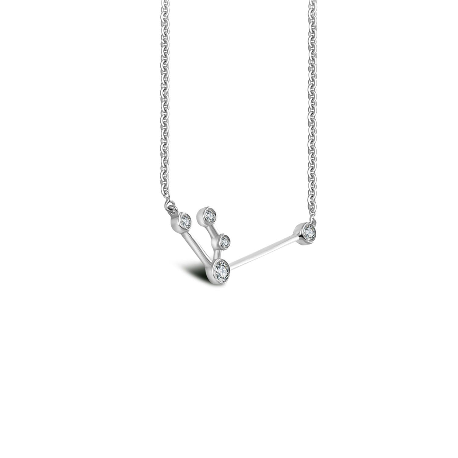 Aquarius Zodiac Constellation Necklace 18K White Gold & Diamond
