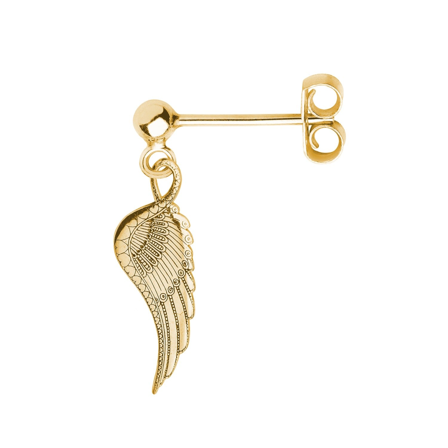 Gold Wing Single Short Drop Earring