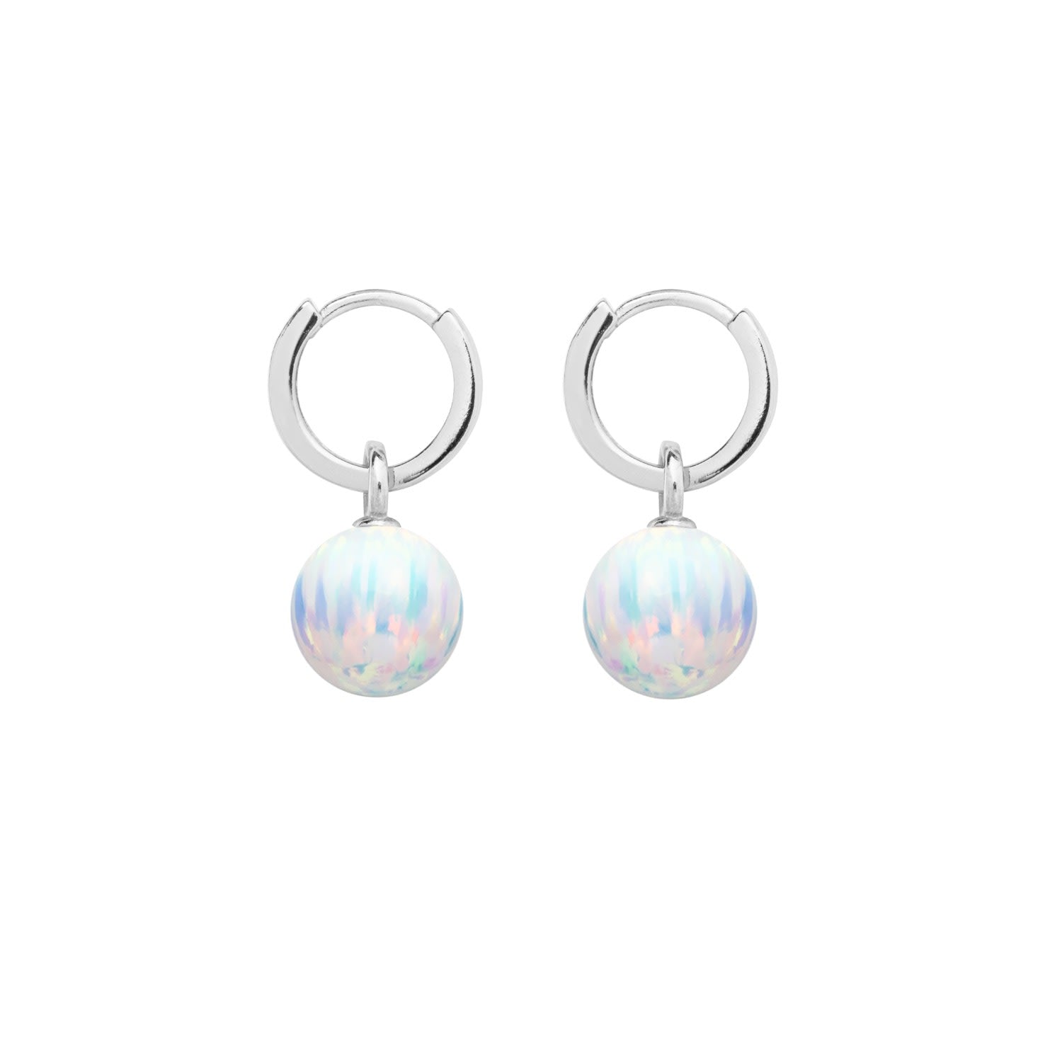 Ice Opal Hoop Earrings - Silver