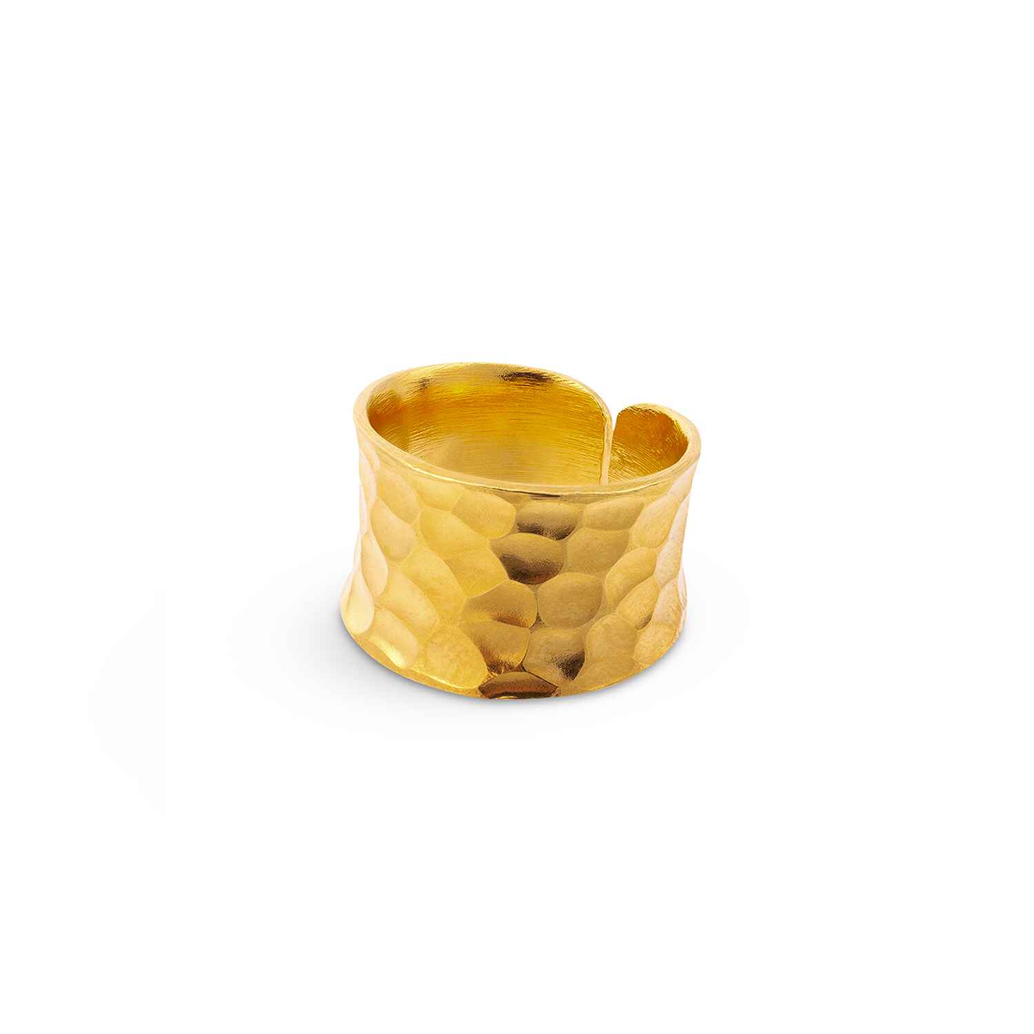 Nudo Gold Short Hammered Ring - Fully Size Adjustable