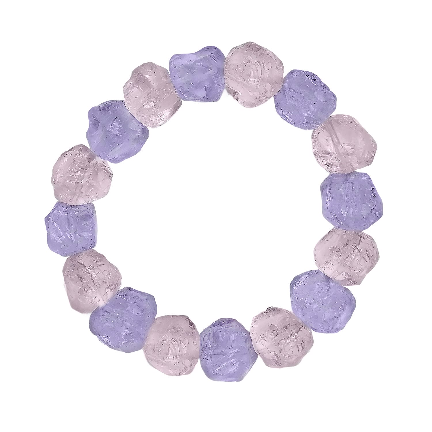 Nugget Amethyst And Rose Quartz Stretchy Bracelet