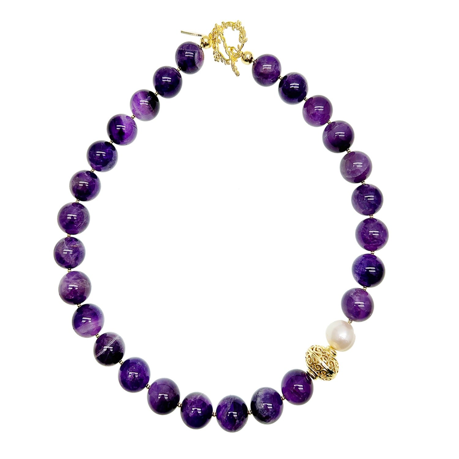 Gorgeous Amethyst With Baroque Pearls Chunky Necklace