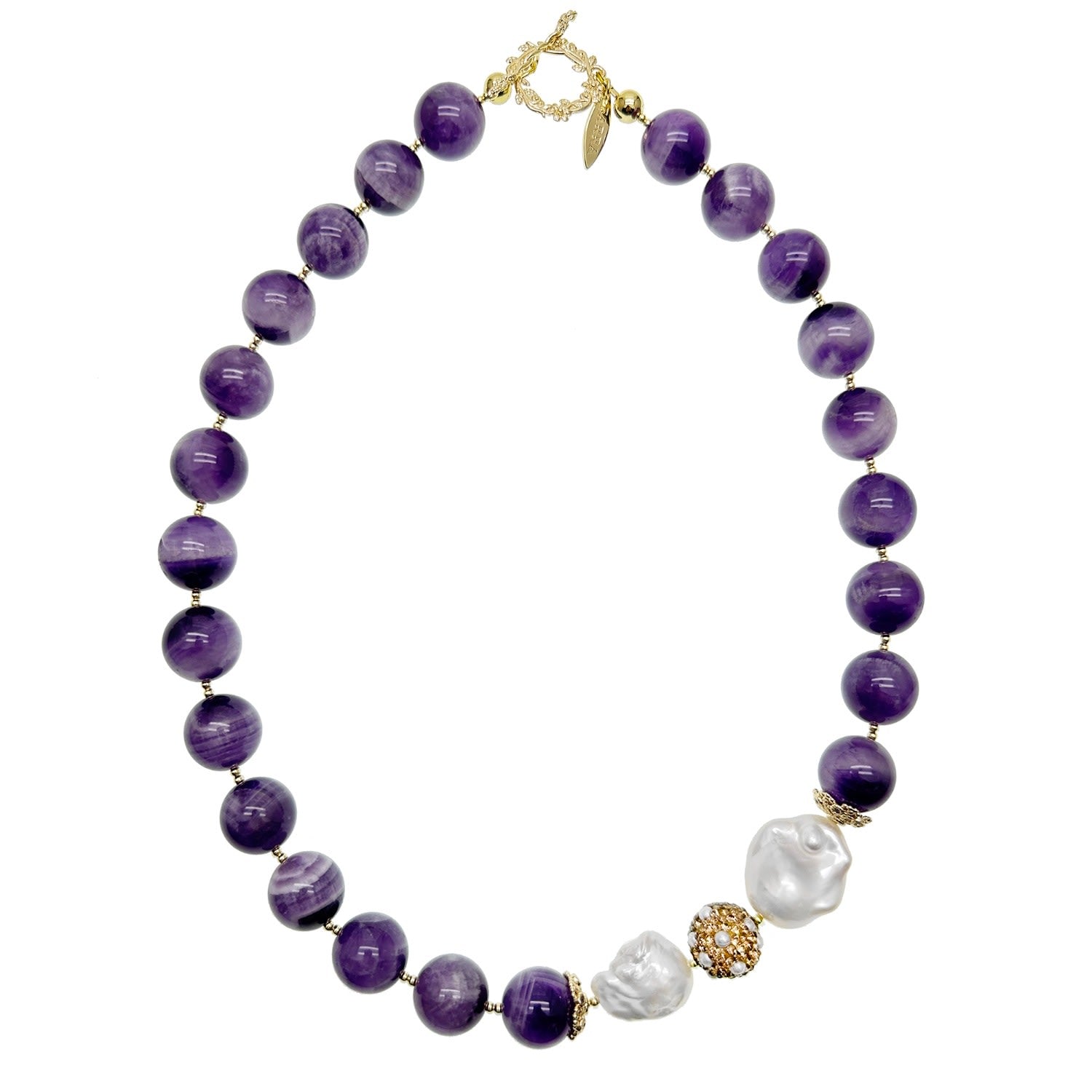 Amethyst With Baroque Pearls Statement Necklace
