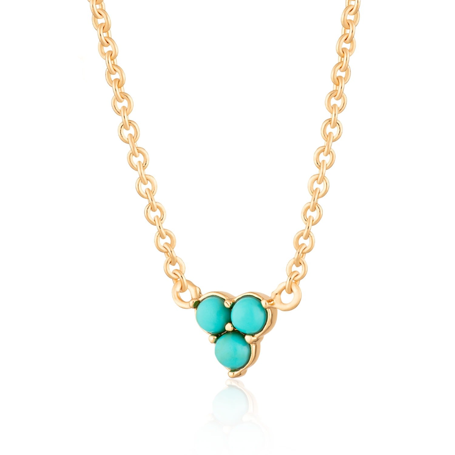 Gold Turquoise Trinity Necklace With Slider Clasp