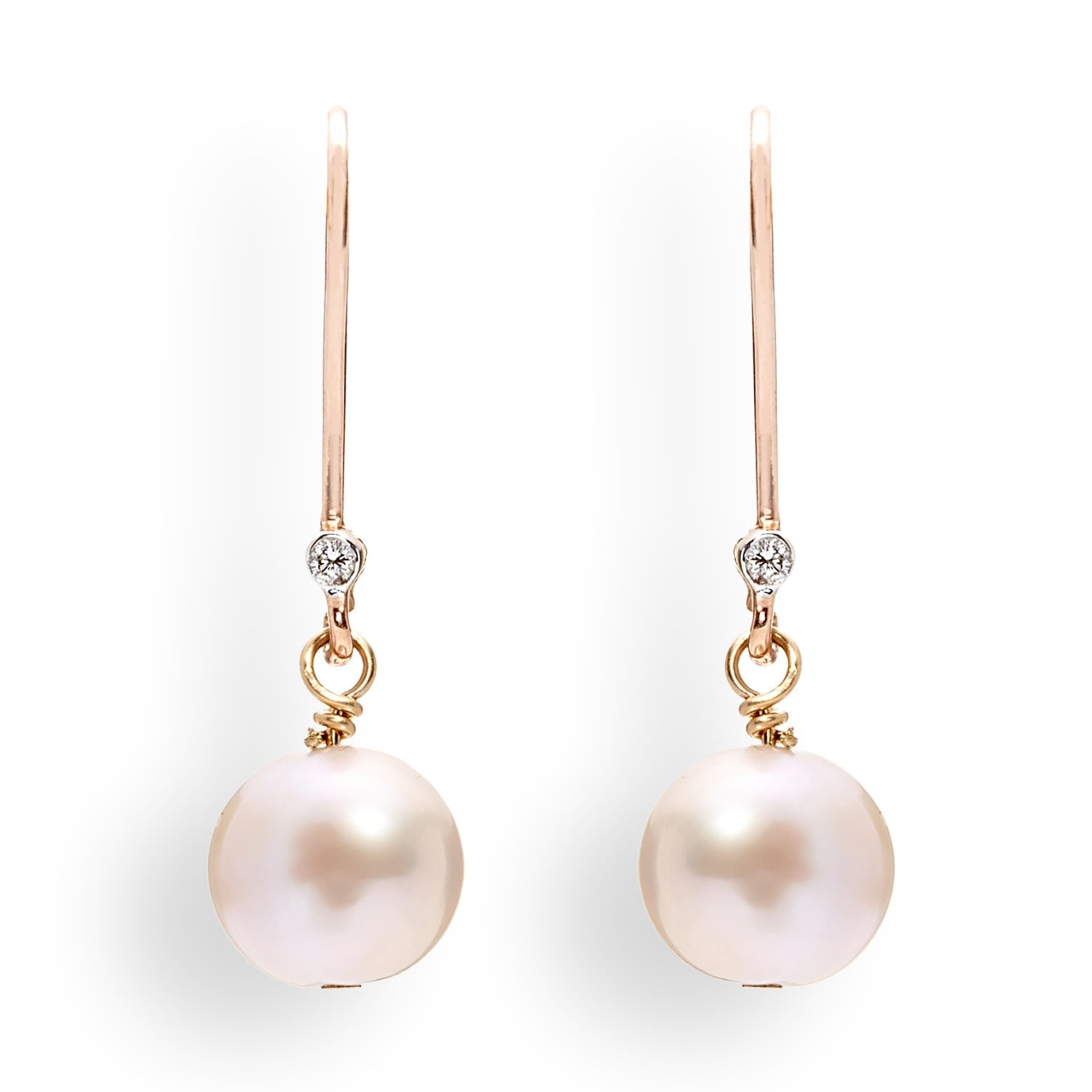June Birthday Pink Pearl Earrings In Rose Gold