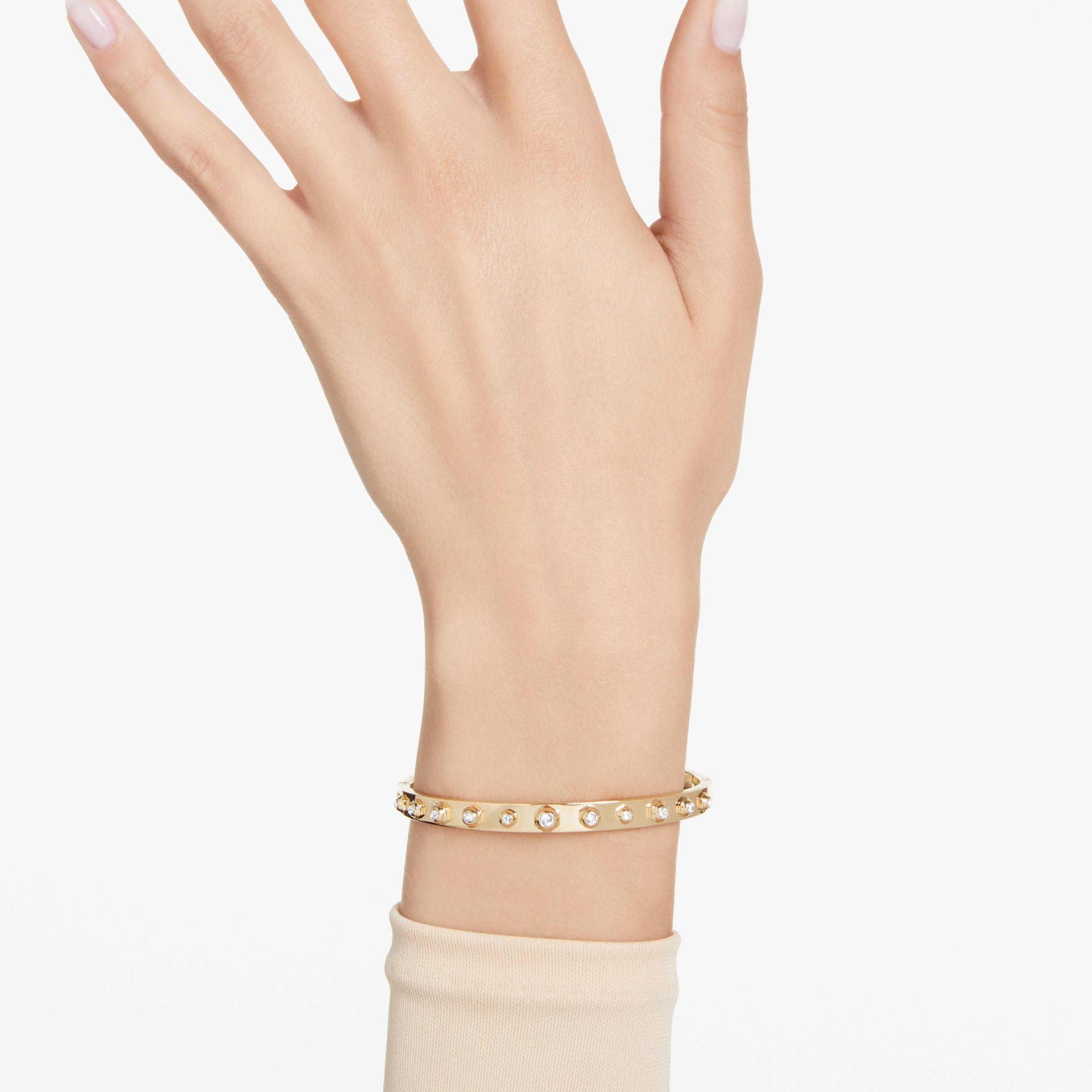 NUMINA BANGLE MIXED ROUND CUTS WHITE GOLD TONE PLATED