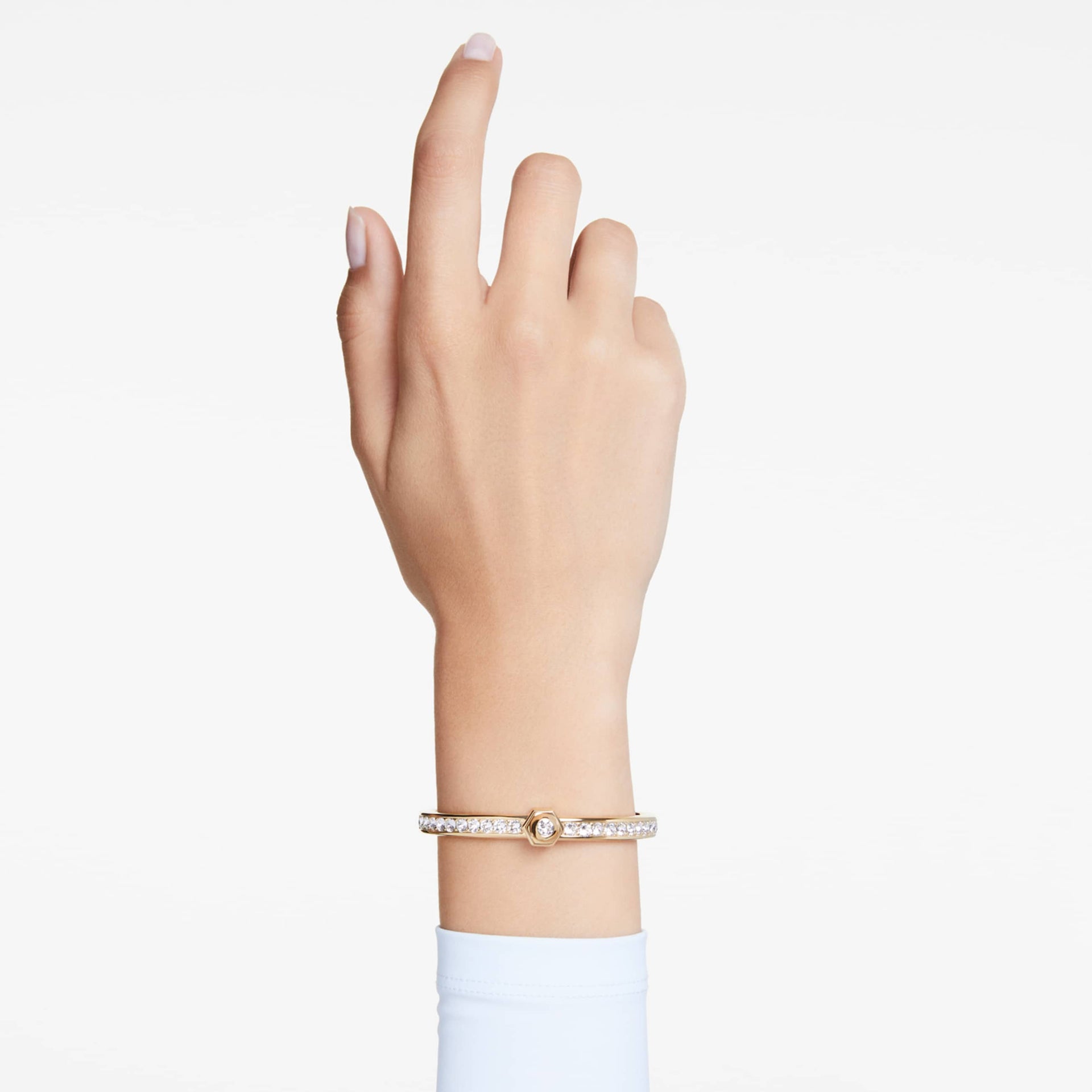 NUMINA BANGLE ROUND CUT WHITE GOLD TONE PLATED