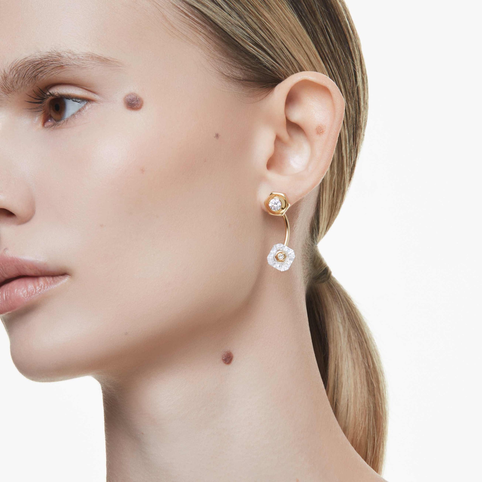NUMINA EARRING JACKETS MIXED CUTS WHITE GOLD TONE PLATED
