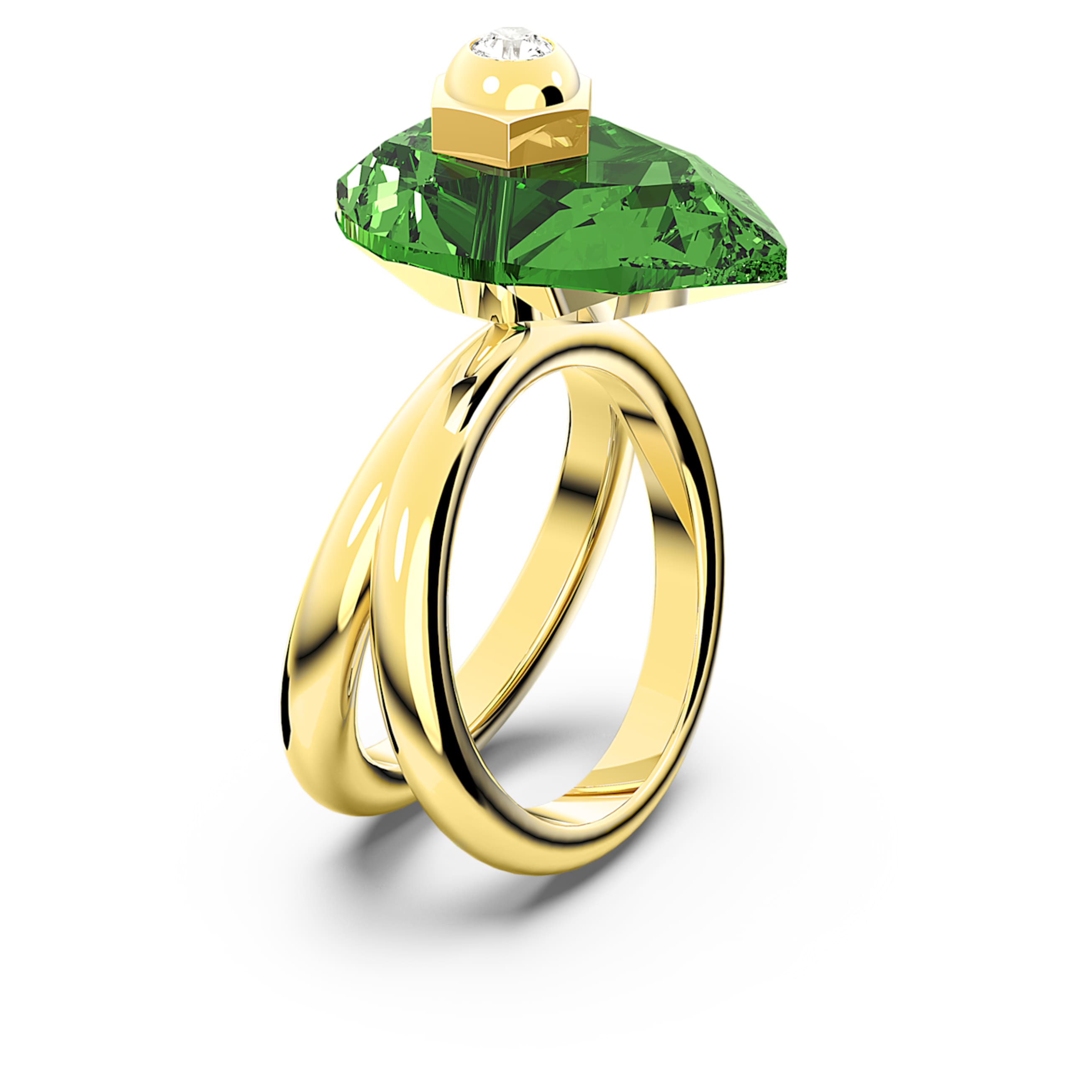 NUMINA RING PEAR CUT GREEN GOLD TONE PLATED