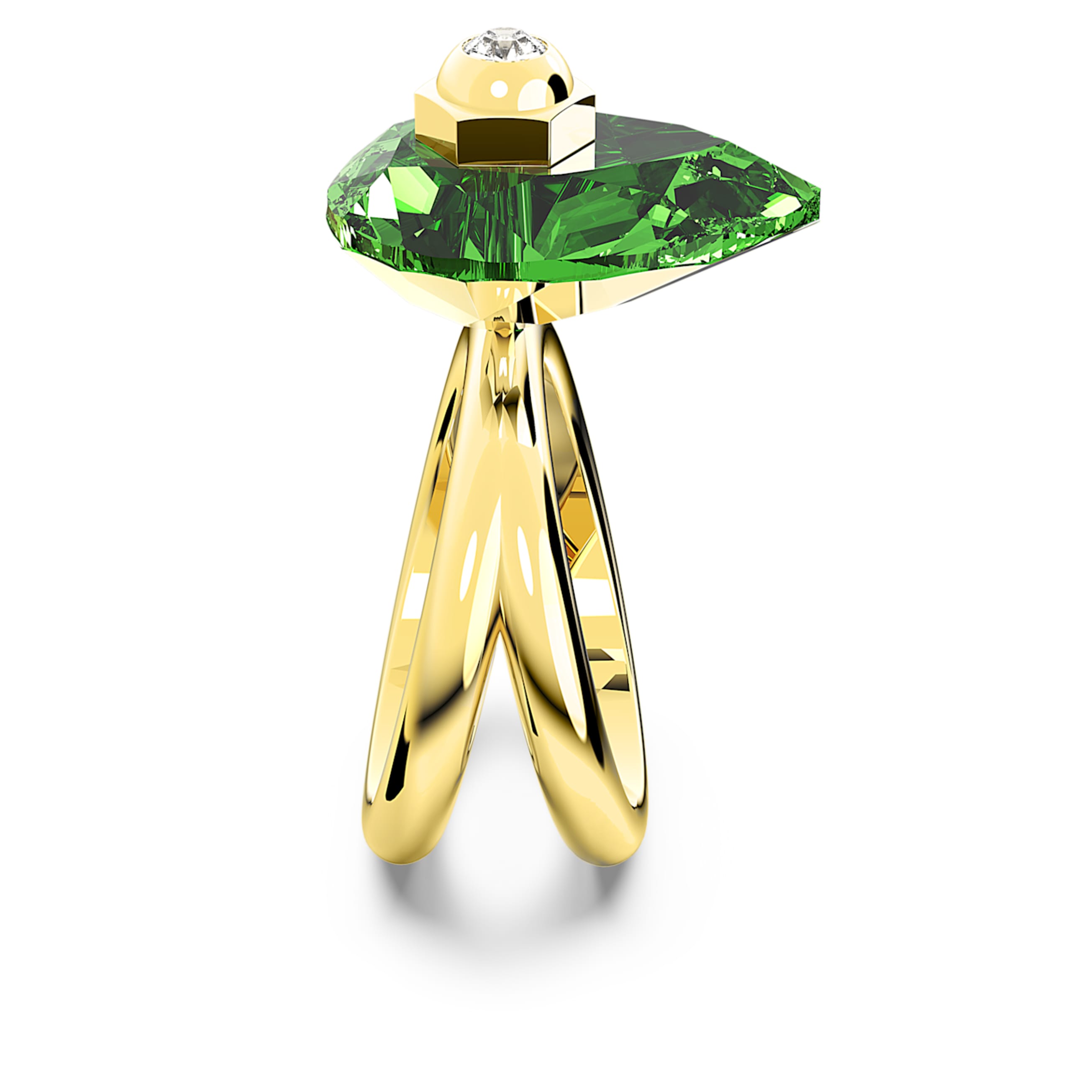 NUMINA RING PEAR CUT GREEN GOLD TONE PLATED