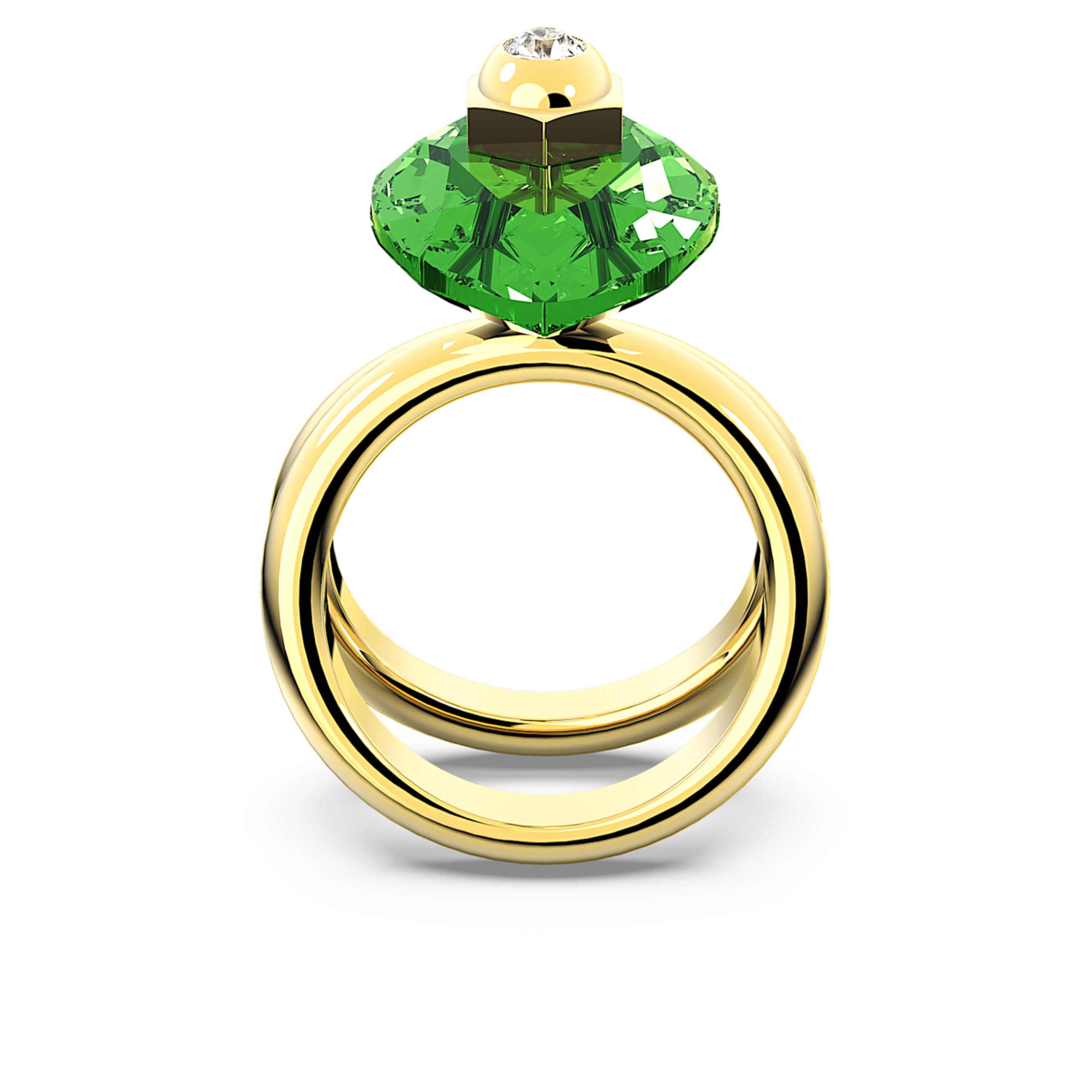 NUMINA RING PEAR CUT GREEN GOLD TONE PLATED