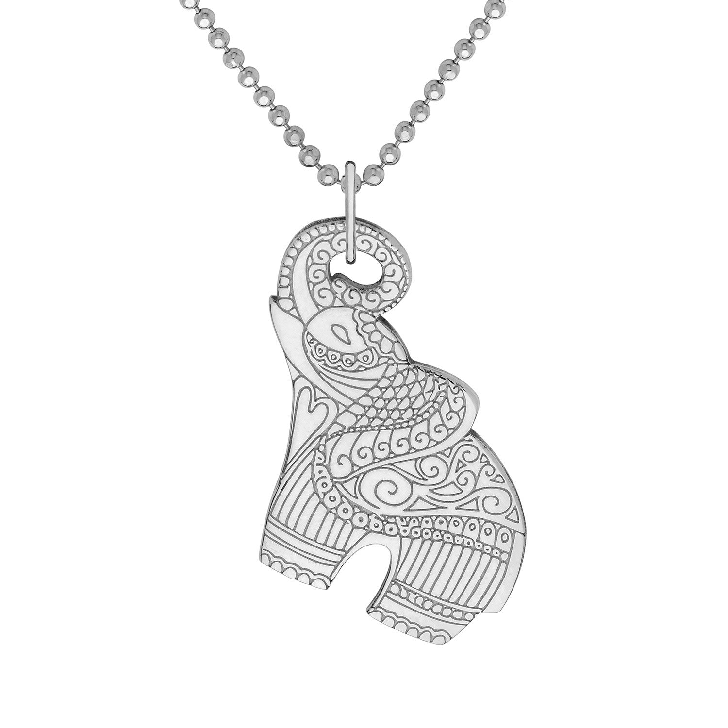 Medium Silver Elephant Pendant Necklace