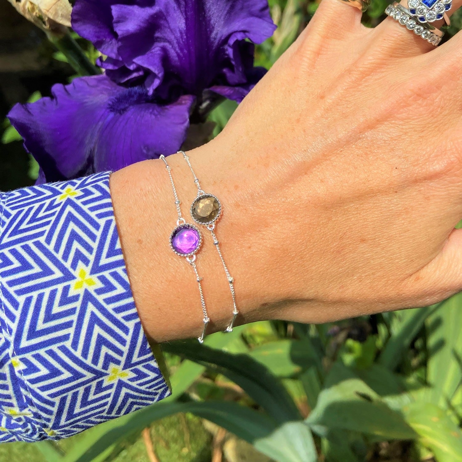 Barcelona Silver February Birthstone Bracelet Amethyst