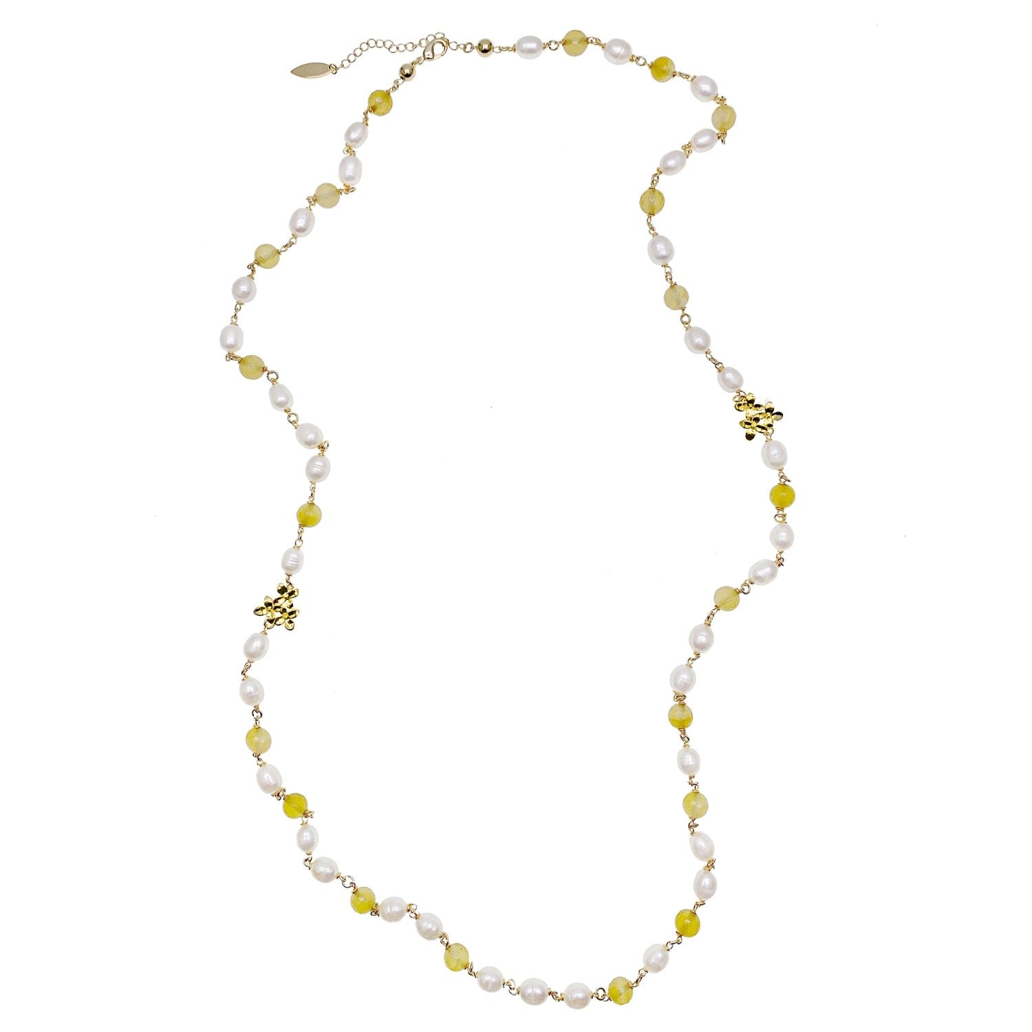 Yellow Agates & Freshwater Pearls Multi-Way Necklace