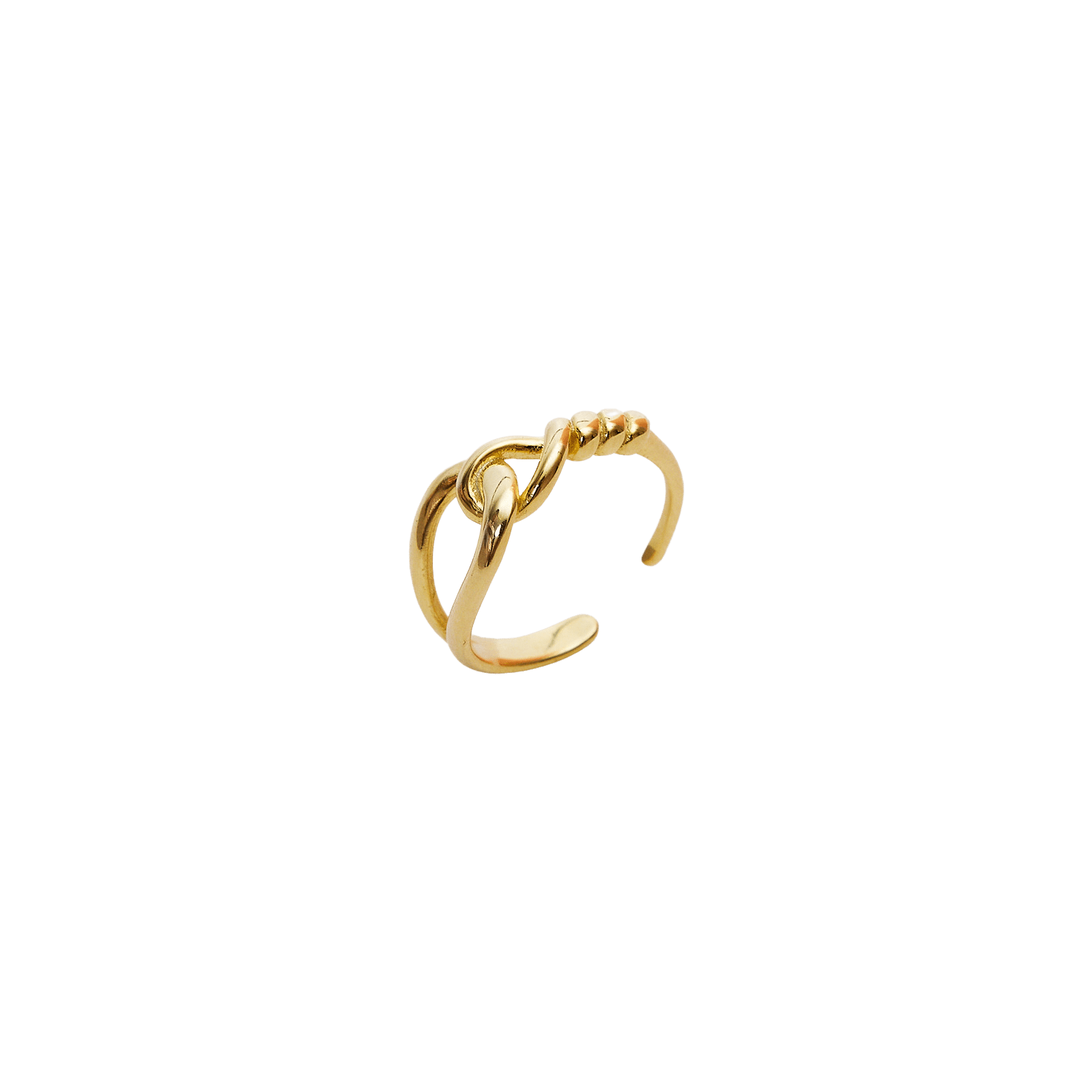 Knotted Circles Sterling Silver Adjustable Ring - Gold