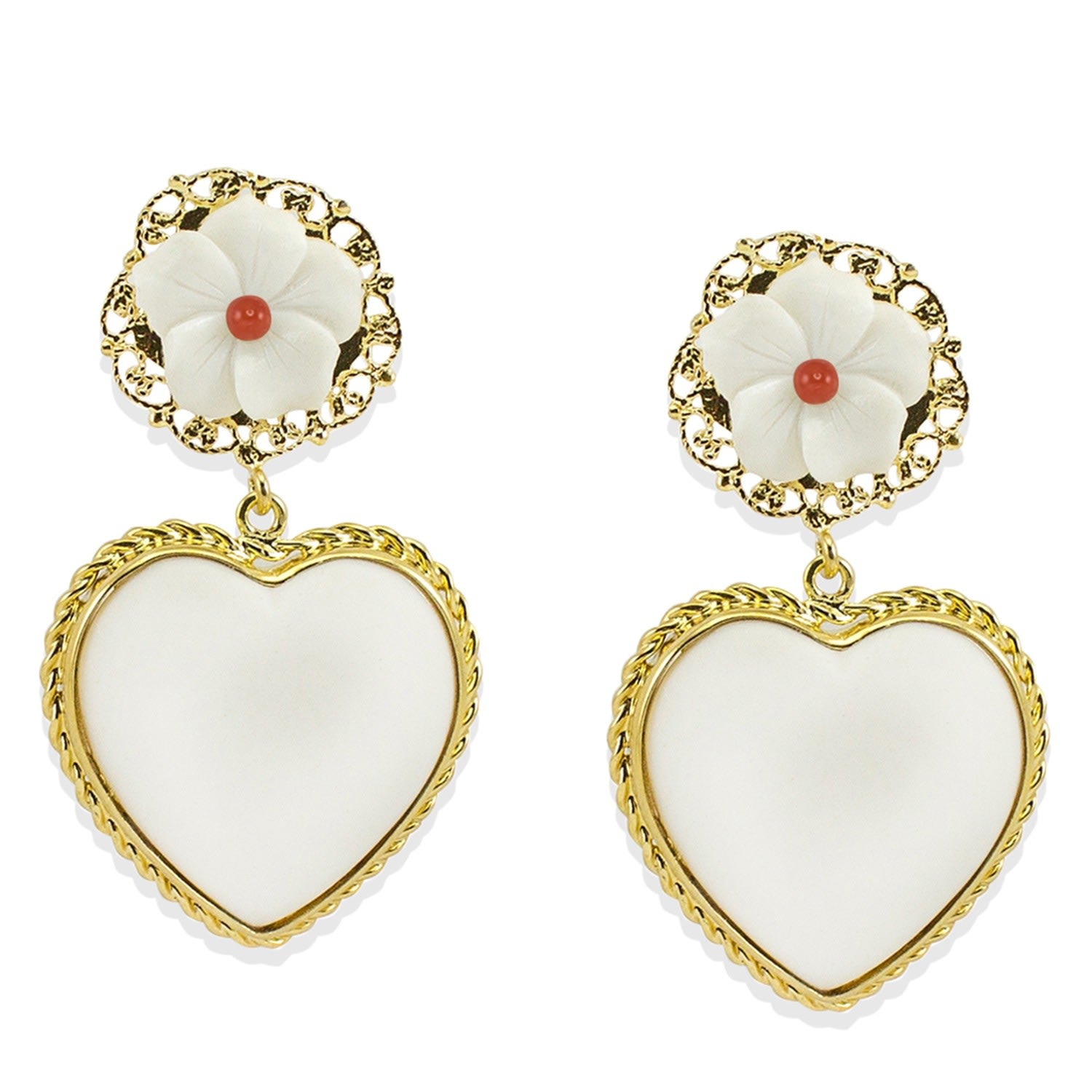 Be My Lover Porcelain & Coral Earrings