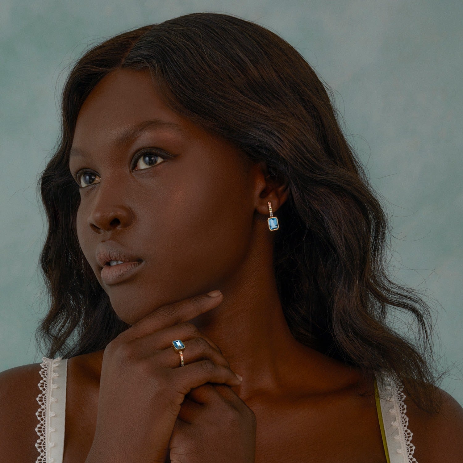 Luccichio Gold Vermeil Blue Topaz Rainbow Ring