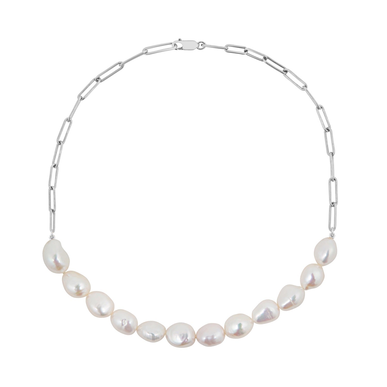 Aetia Nugget Pearl Chain Necklace - Silver