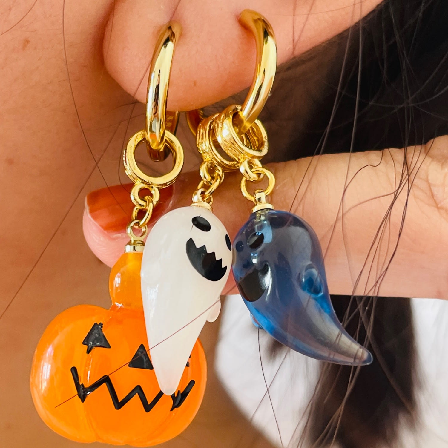 Multipurpose Halloween Spooky Pumpkin Hoops Earrings