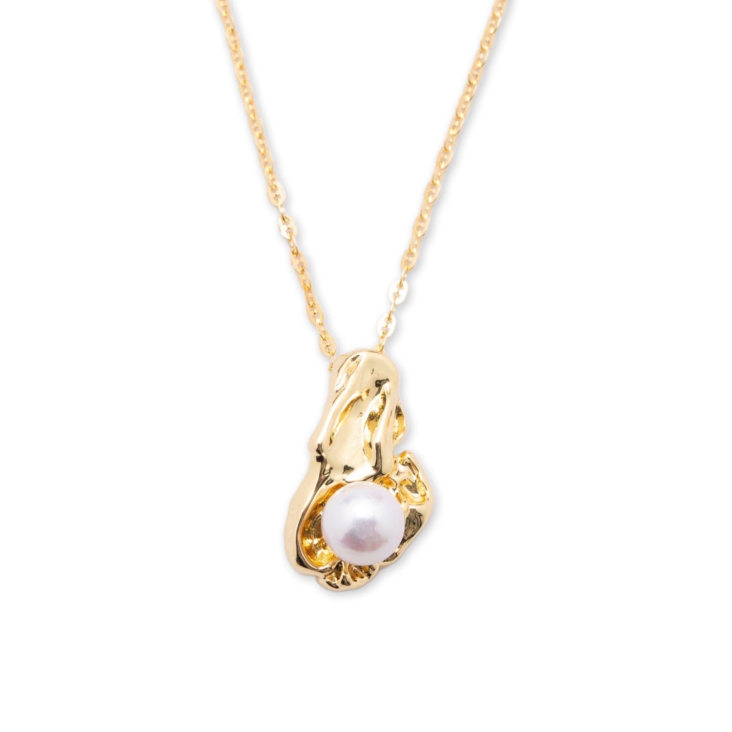 Nyla Gold Molten Freshwater Pearl Pendant Necklace