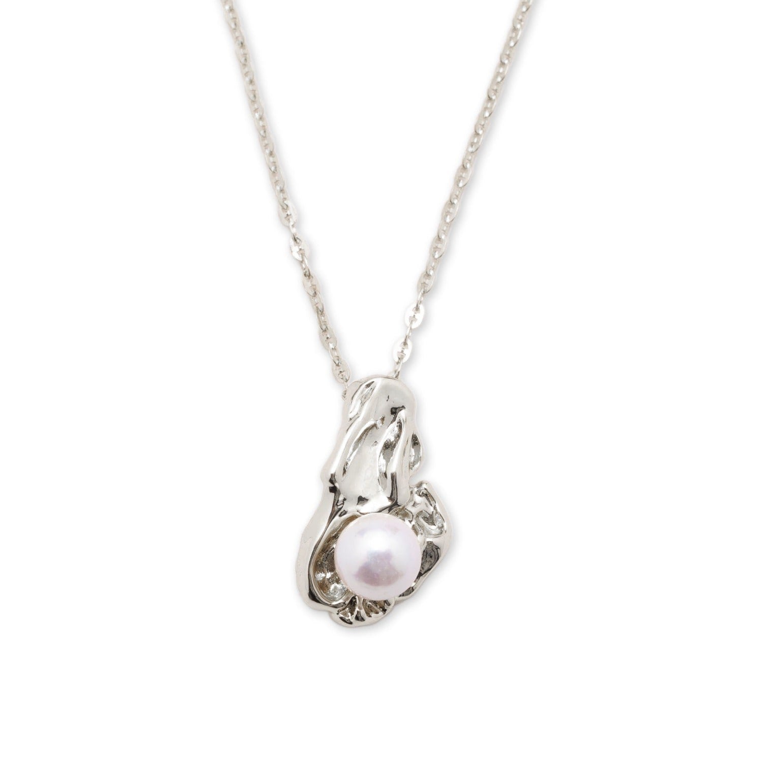 Nyla Silver Molten Freshwater Pearl Pendant Necklace