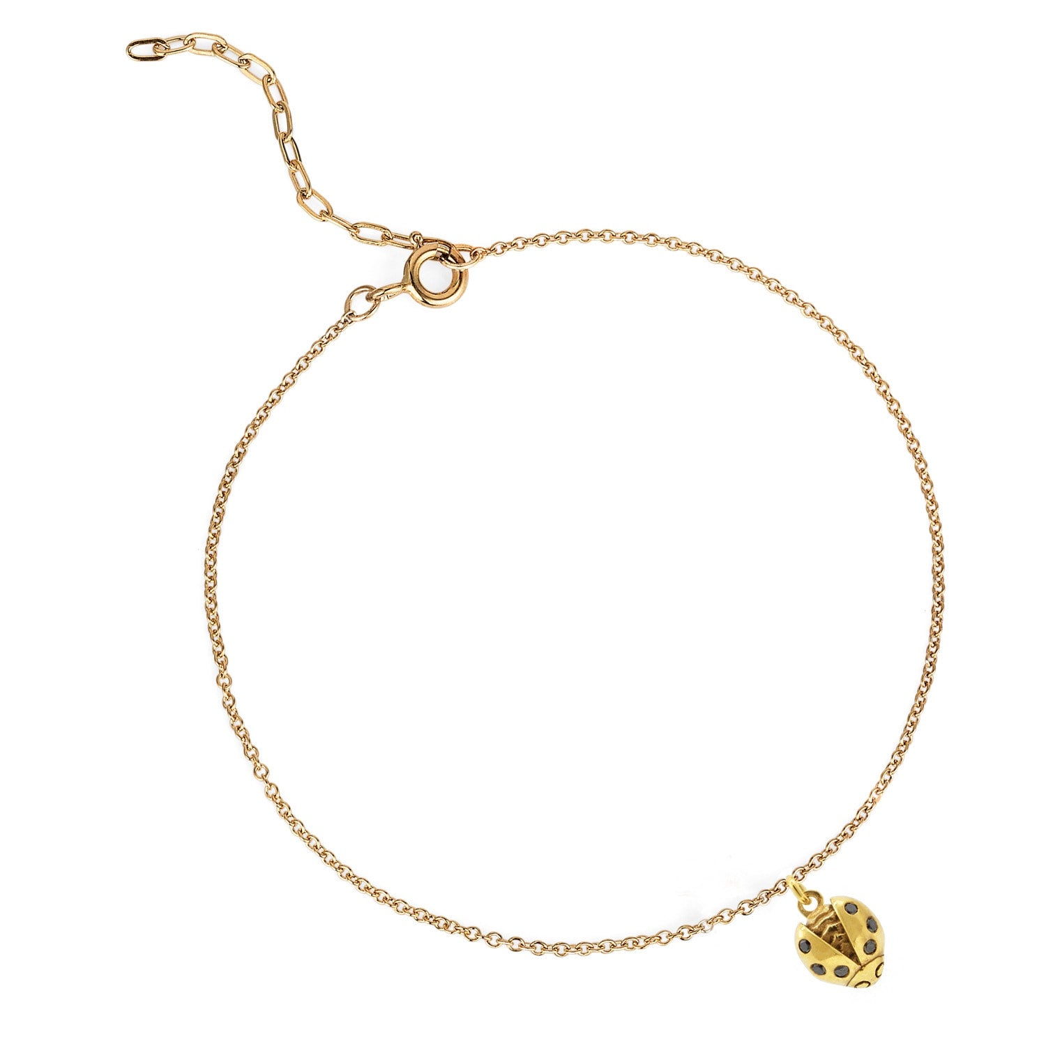Ladybird Black Diamond Bracelet – Solid Gold - Wings Open