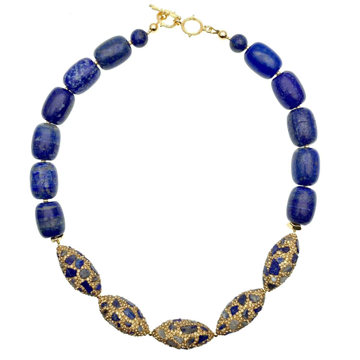 Lapis Lazuli With Rhinestones Bordered Lapis Choker