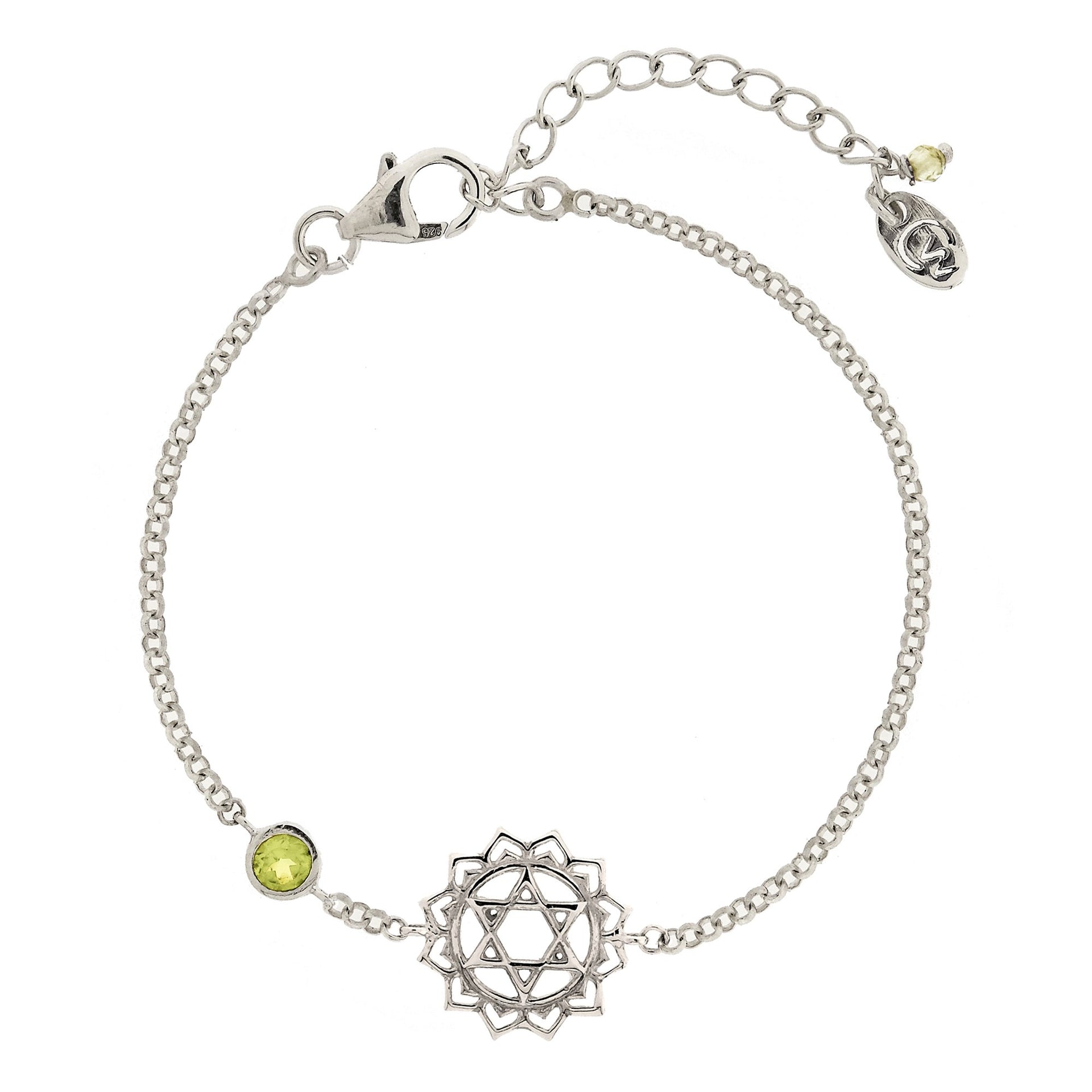 Heart Chakra Silver Bracelet - Peridot