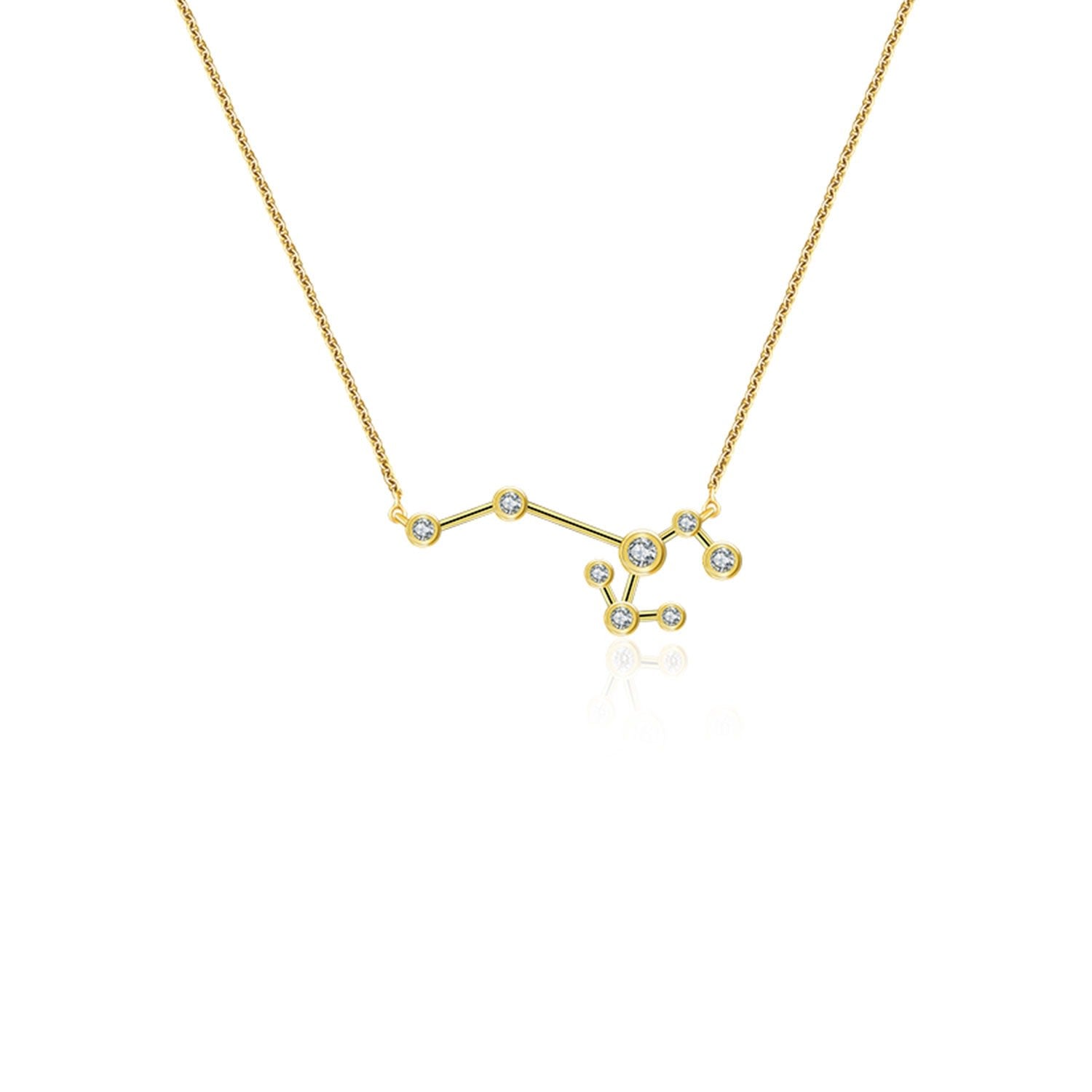 Sagittarius Zodiac Constellation Necklace 18K Yellow Gold & Diamond