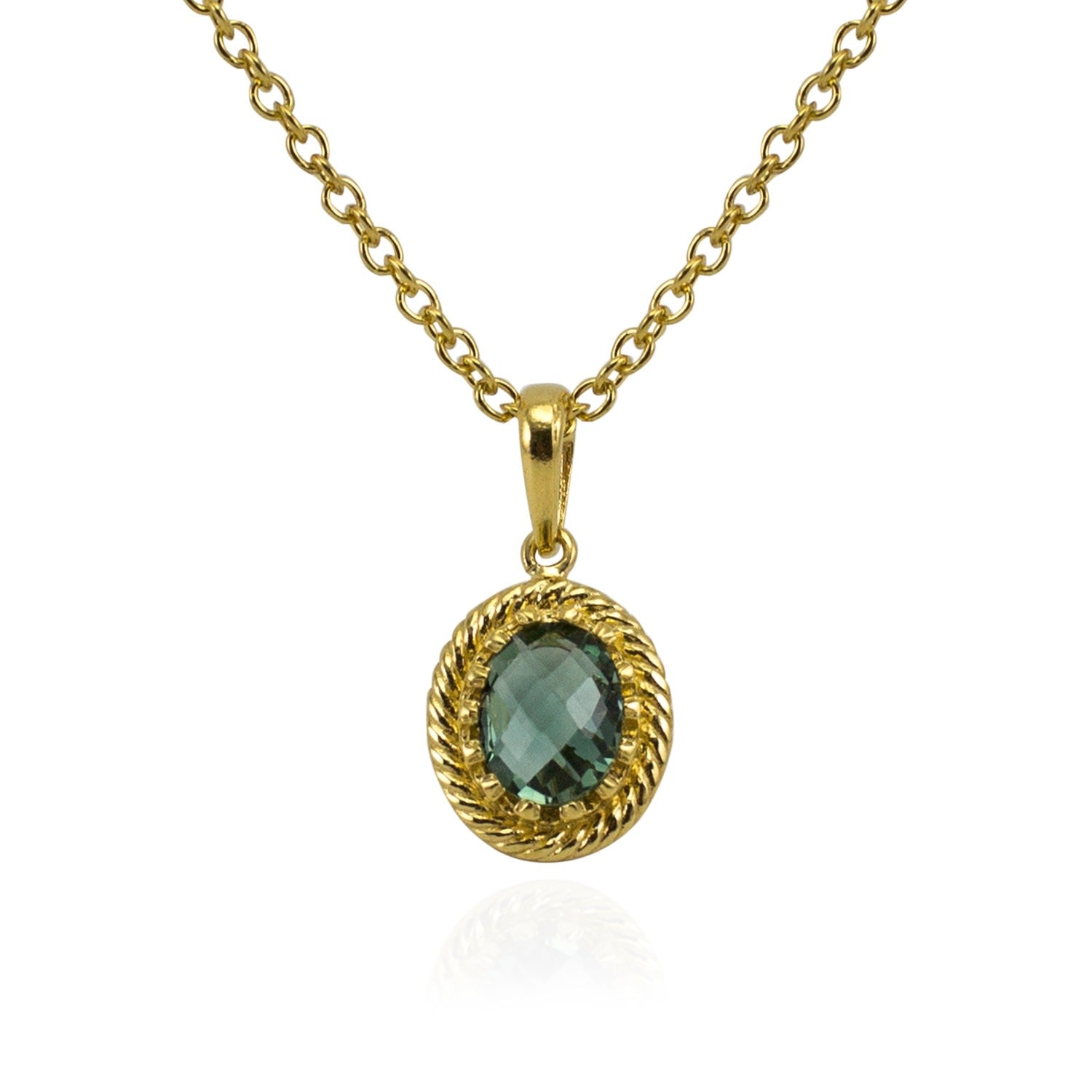 Luccichio Green Agate Pendant Necklace