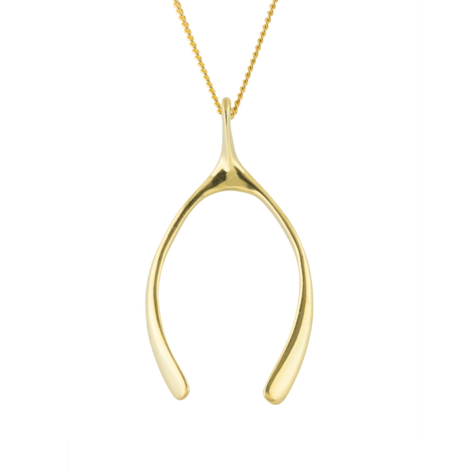 Medium Yellow Gold Plated Wishbone Necklace