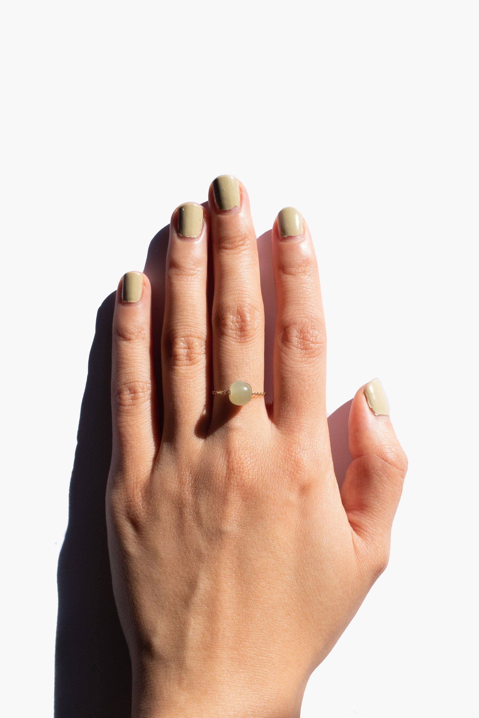 Libra Skinny Gold Chain Jade Ring