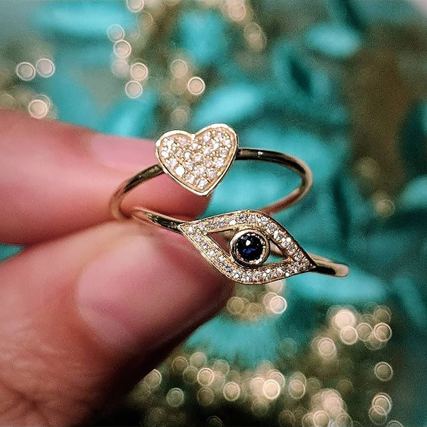 Evil Eye Ring With Sapphire